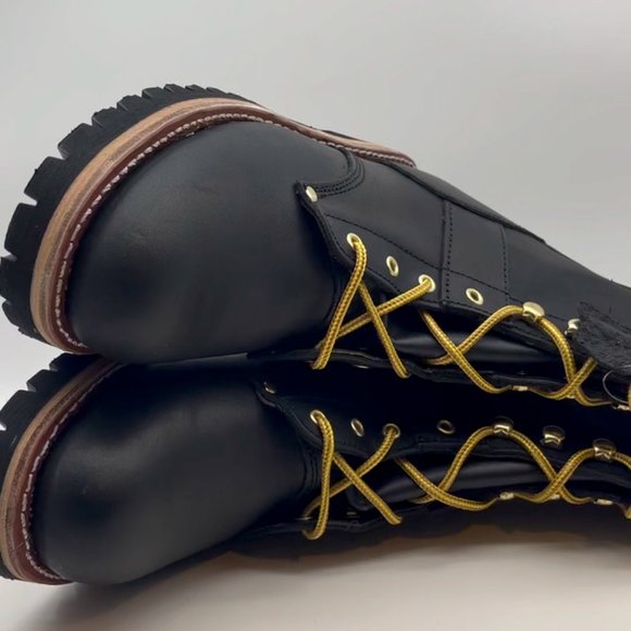 Tree Climbing/ Riding Black logger Men’s Full Grain Leather Upper Boots